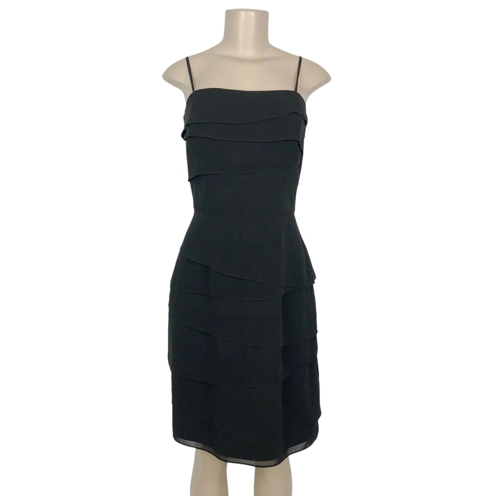 WHBM Square Neck Tiered Formal Sheath Dress Size 8 Sleeveless Minimalist Party